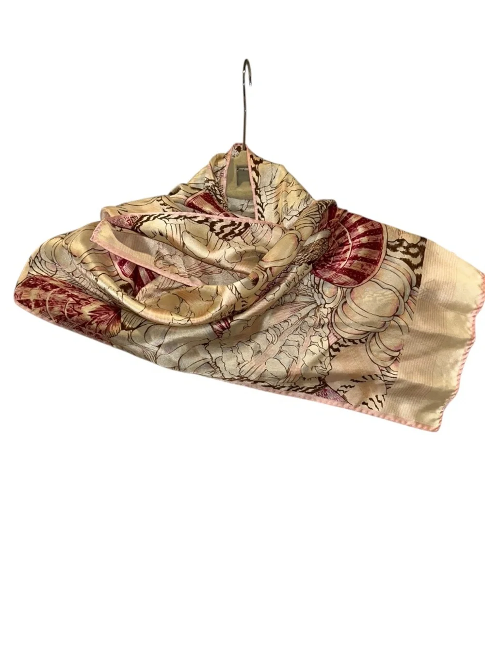Vintage 1994 Smithsonian Institution SeaShell Scarf 100% Silk Made In Japan 90s